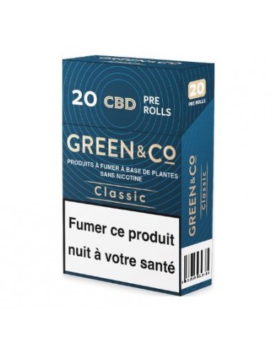 PréRolls 20 Cigarettes CBD Green & Co Classic, marque Buddy