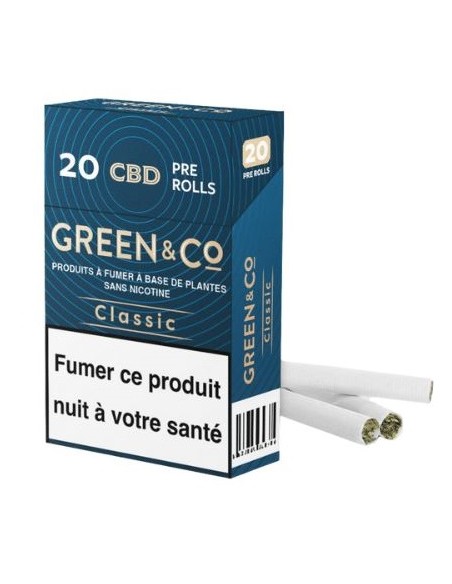 PréRolls 20 Cigarettes CBD Green & Co Classic, marque Buddy