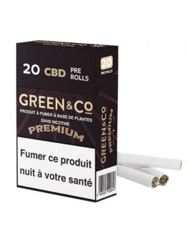 PréRolls 20 Cigarettes CBD Green & Co Premium, marque Buddy