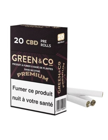 PréRolls 20 Cigarettes CBD Green & Co Premium, marque Buddy